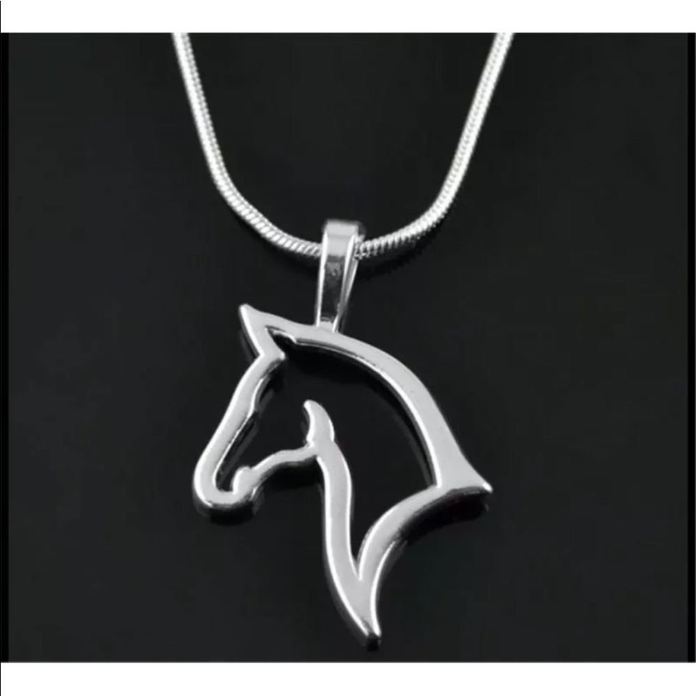 Silver Plated Charm Alloy horse Pendant Necklace - Picture 4 of 5